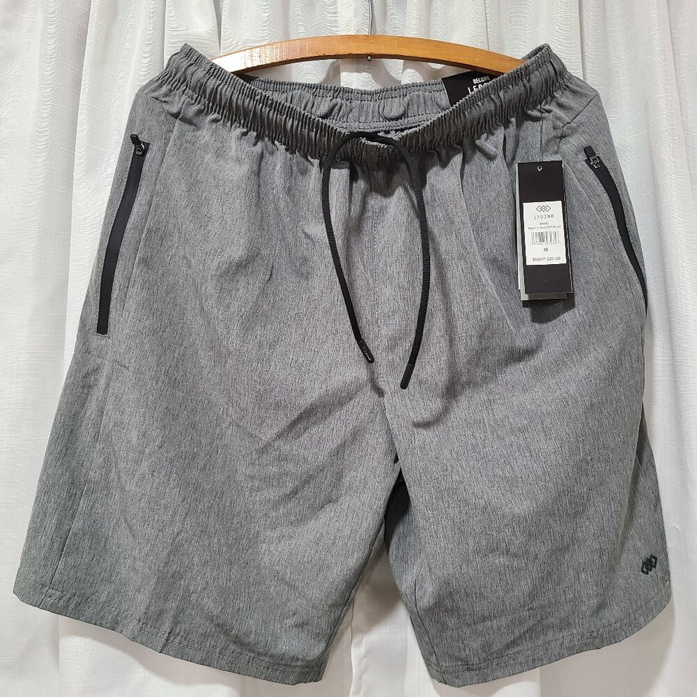 Leg3nd Black Grey Athletic Shorts with zippered pockets